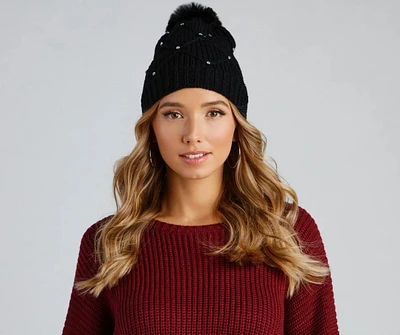 Sweet Sparkle Rhinestone Knit Beanie