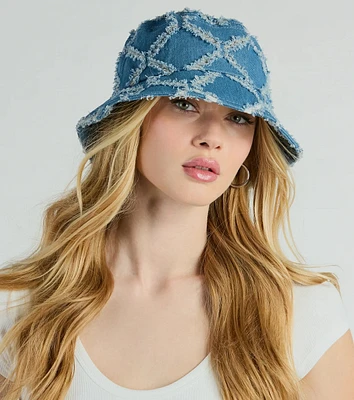 Go With The Flow Frayed Denim Bucket Hat
