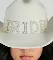 Faux Pearl Bride Cowboy Hat