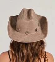 Western Heart Faux Suede Cowboy Hat