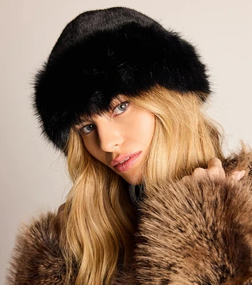 Cozy Glam Faux Fur Round Bucket Hat