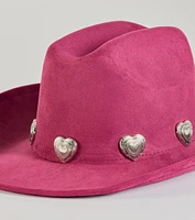 Western Heart Faux Suede Cowboy Hat