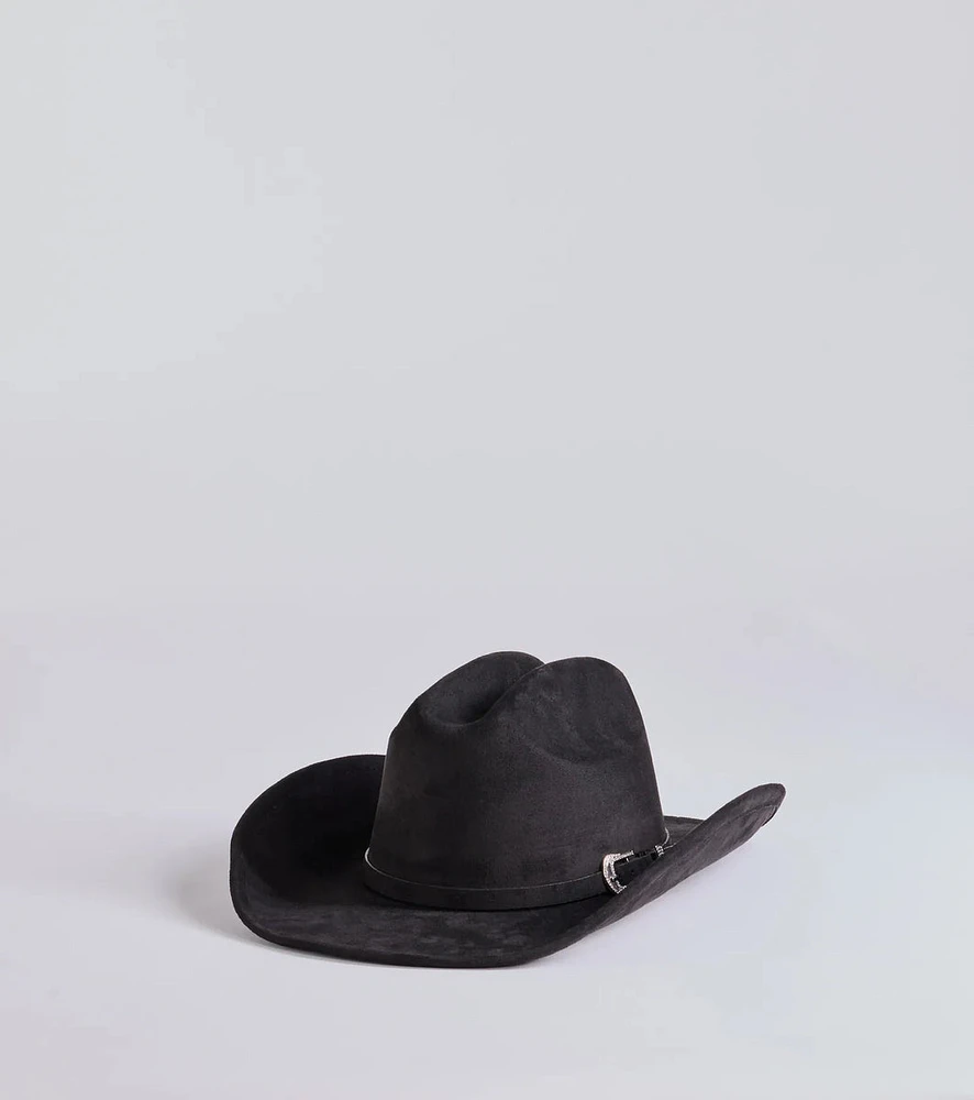 Glam Western Vibe Rhinestone Buckle Strap Cowboy Hat