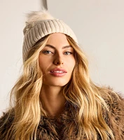 Stay Toasty Bow And Pom Knit Beanie