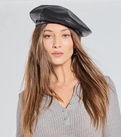 Parisian Chic Faux Leather Beret