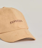 Faux Suede Espresso Script Cap