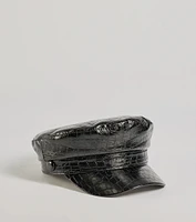 Edgy Sleek Croc-Embossed Cabby Hat