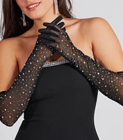 Reigning Chic Mesh Rhinestone Gloves