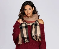 Plaid Fringe Over-sized Scarf