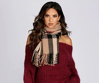 Plaid Fringe Over-sized Scarf