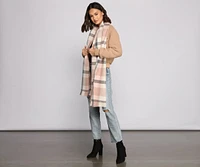 Wrapped In Cozy Vibes Plaid Blanket Scarf