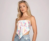 Satin Butterfly Babe Scarf Top