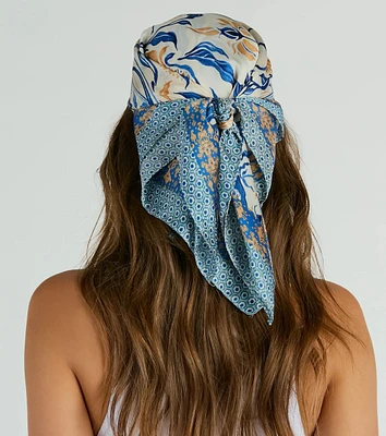 Radiant Accent Floral Boho Satin Scarf