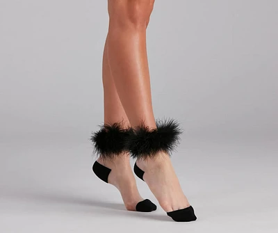 Classy Girl Marabou Trim Socks