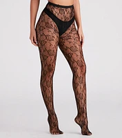 Rose Blooms Nylon Fishnet Tights