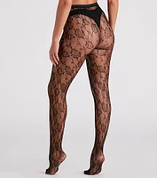 Rose Blooms Nylon Fishnet Tights