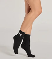 So Sweet Bow Scalloped Trim Socks