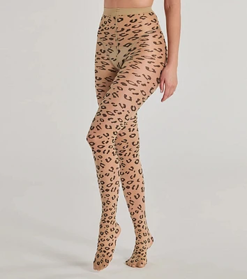 Fierce And Sultry Flocked Leopard Sheer Tights