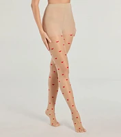 Sweet Glam Flocked Heart Sheer High Waist Tights