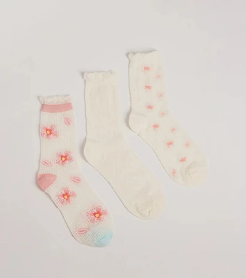 Floral Charm Three-Pack Sock Set