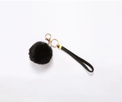 Faux Fur Pom Wristlet Keychain