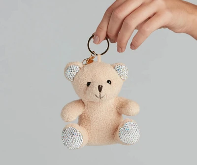 Rhinestone Plush Teddy Bear Keychain