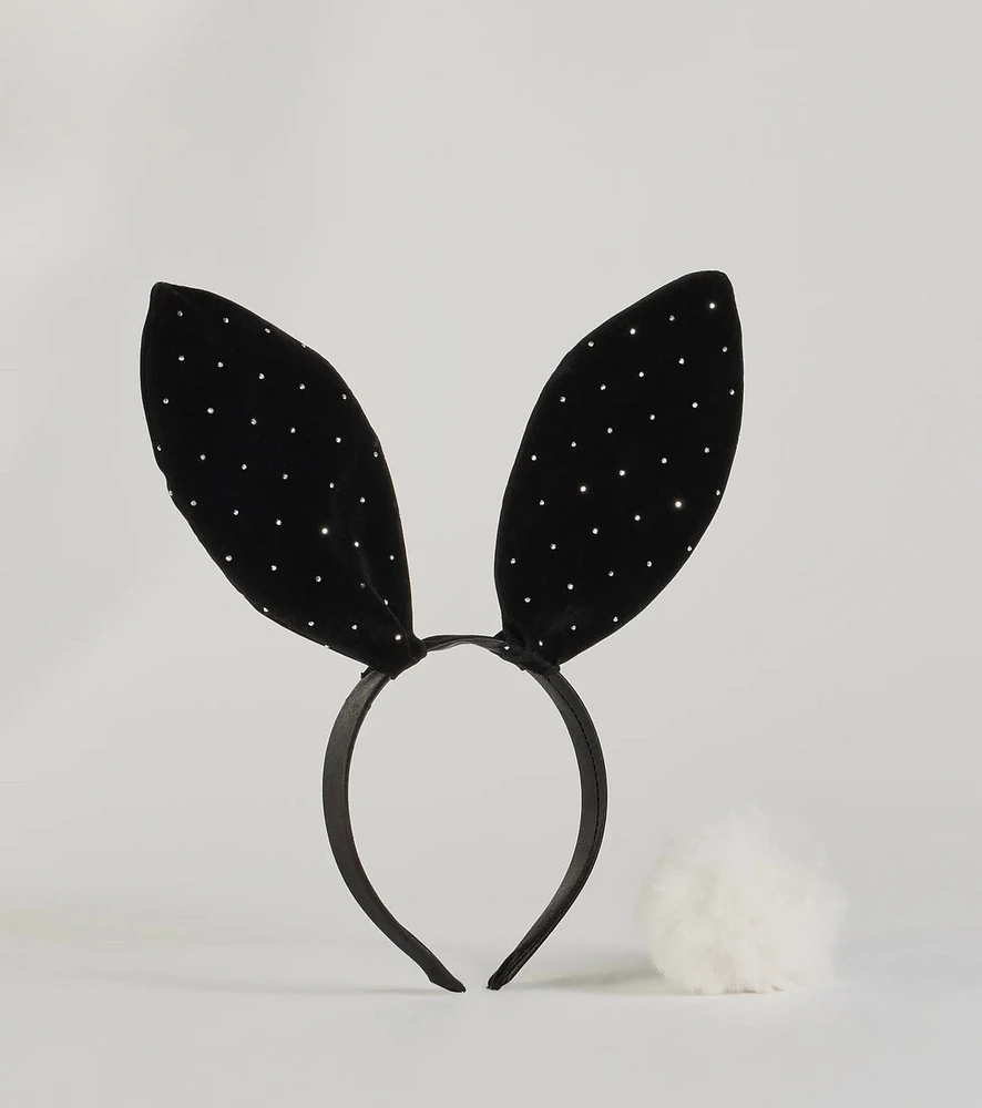 Vixen Bunny Velvet Rhinestone Ears And Tail Set