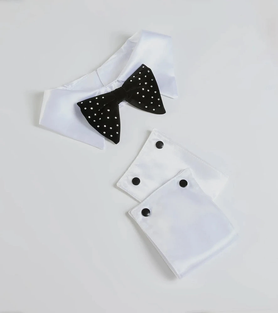 Bunny Babe Rhinestone Bowtie And Cuff Set