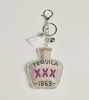 Glitzy Rhinestone Tequila Bottle Bag Charm