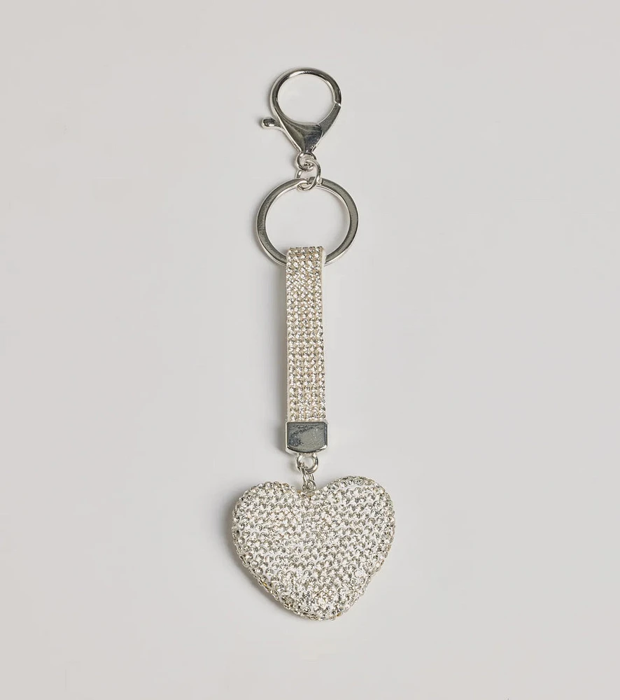 Shimmering Rhinestone Heart Bag Charm