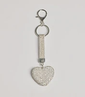 Shimmering Rhinestone Heart Bag Charm