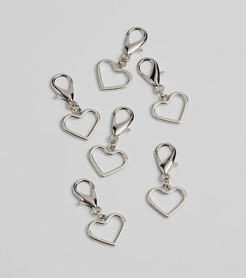 Six-Piece Dainty Heart Shoe Charms