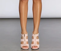 Triple Row Caged Block Heels