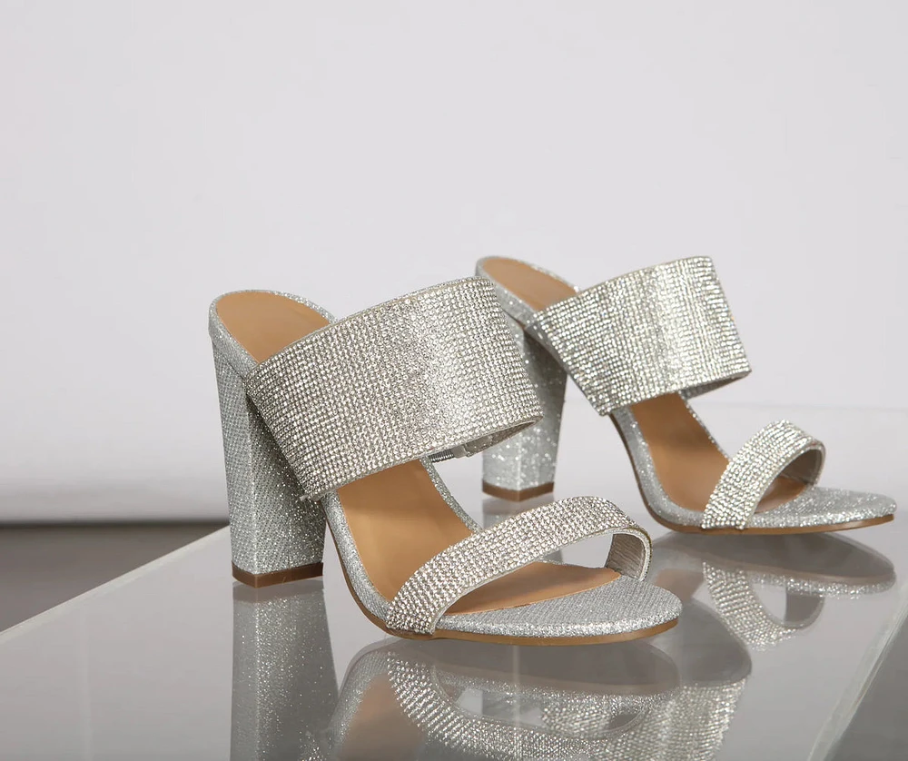 Glow On Babe Rhinestone Glitter Mules