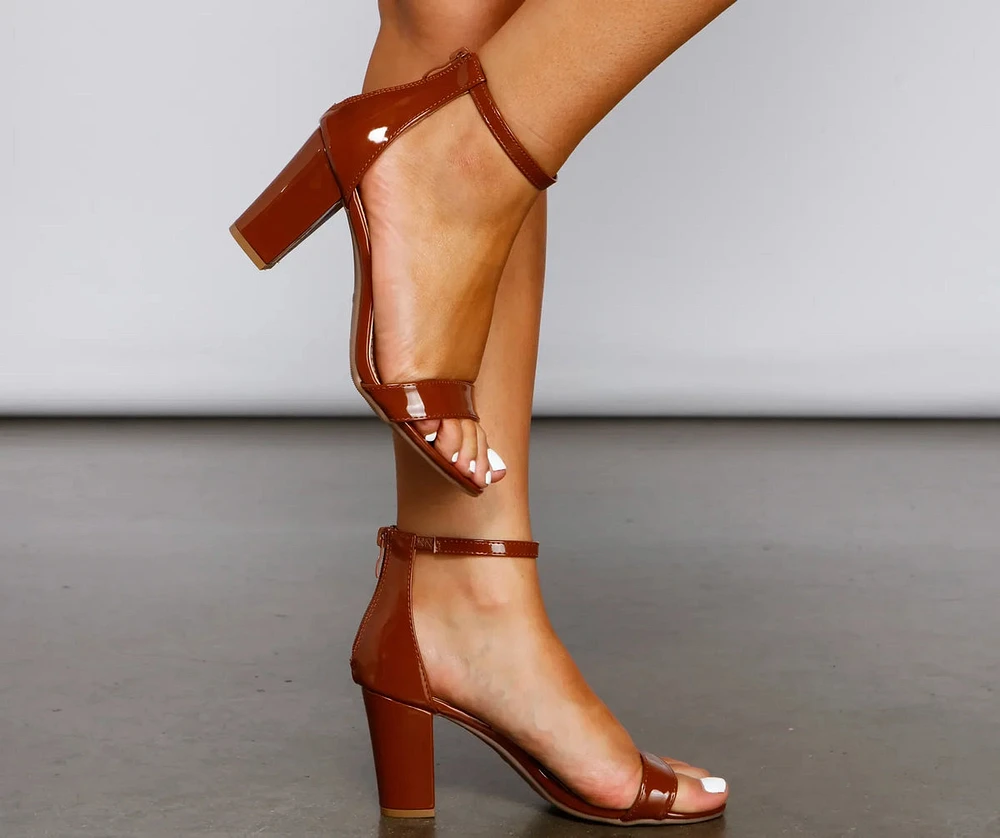 So Posh Patent Faux Leather Block Heels