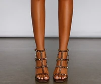 Edgy Chic Studded Block Heels