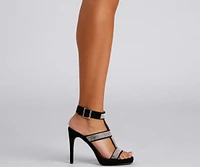 Divine Shine Nubuck Caged Stiletto Heels