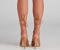 Attitude PU Lace-Up Stiletto Heels