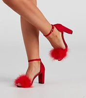 Marabou Babe Block Heels