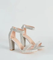 Oh My Shine Rhinestone Block Heels