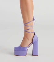 Crash The Party Satin Lace-Up Heels