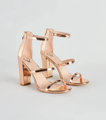 Futuristic Babe Metallic Strappy Block Heels