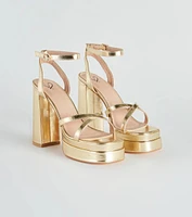 Set To Stun Metallic Platform Heels