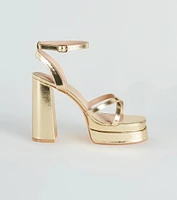 Set To Stun Metallic Platform Heels