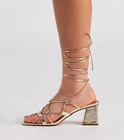 Glamour Nights Chrome Lace-Up Heels