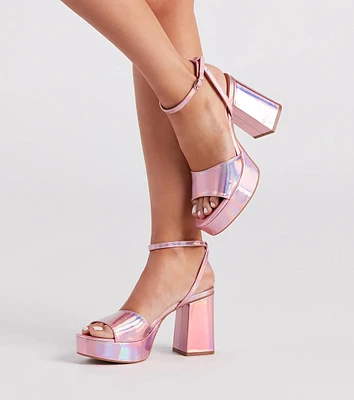 Just Like That Chrome Platform Heels