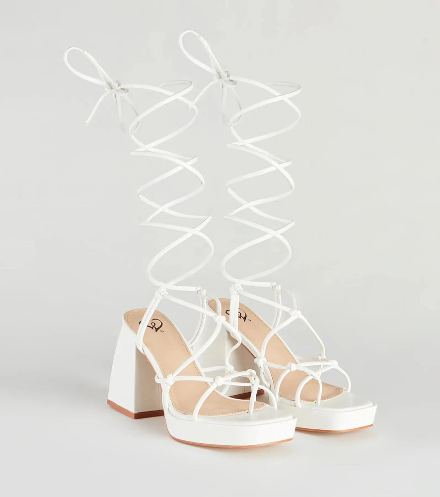 Chic Strut Lace-Up Platform Block Heels