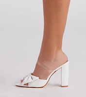 Posh Beauty Bow Block Heel Mules