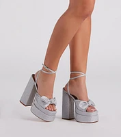 Major Diva Glitter Mesh Platform Heels