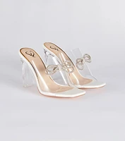 Clearly The Vibe Rhinestone Bow Lucite Mules